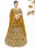 Georgette Mustard  Festival Wear Embroidery Work Lehenga Choli